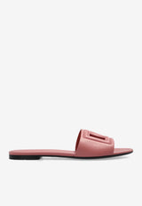Dolce & Gabbana Bianca DG Logo Leather Slides Pink CQ0436 AY329-80405