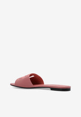Dolce & Gabbana Bianca DG Logo Leather Slides Pink CQ0436 AY329-80405