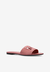Dolce & Gabbana Bianca DG Logo Leather Slides Pink CQ0436 AY329-80405