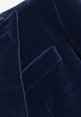 Dolce & Gabbana Single-Breasted Velvet Blazer Blue G2TV4T FUVG7-B0065