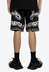 Dolce & Gabbana Bandana Print Silk Shorts Black GV37AT HI1WF-HN9RA
