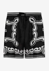 Dolce & Gabbana Bandana Print Silk Shorts Black GV37AT HI1WF-HN9RA