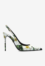 Dolce & Gabbana Lollo 105 Gardenia Print Slingback Pumps Multicolor CG0876 A6O23-HN5JB