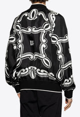 Dolce & Gabbana Bandana Print Silk Bomber Jacket Black G9BNAT HI1WF-HN9RA