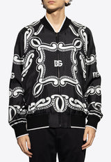 Dolce & Gabbana Bandana Print Silk Bomber Jacket Black G9BNAT HI1WF-HN9RA