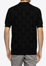Dolce & Gabbana DG Logo Jacquard Silk Polo T-shirt Black GXZ02T JBSK5-N0000