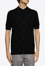 Dolce & Gabbana DG Logo Jacquard Silk Polo T-shirt Black GXZ02T JBSK5-N0000