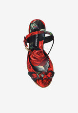 Dolce & Gabbana 120 Rose Print Wedge Sandals Red CZ0320 A6514-HN5KQ