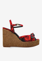 Dolce & Gabbana 120 Rose Print Wedge Sandals Red CZ0320 A6514-HN5KQ