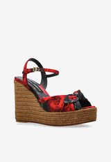 Dolce & Gabbana 120 Rose Print Wedge Sandals Red CZ0320 A6514-HN5KQ