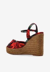 Dolce & Gabbana 120 Rose Print Wedge Sandals Red CZ0320 A6514-HN5KQ