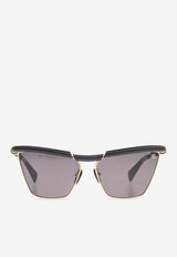 Balmain Victoire Geometric Sunglasses Gray BPS-169A-60 0-0