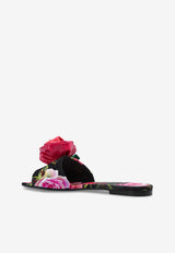 Dolce & Gabbana Bianca Floral Applique Brocade Flat Sandals Multicolor CQ0634 A6N91-HN5IG