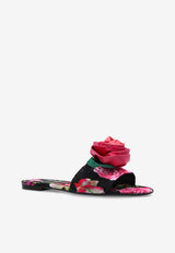 Dolce & Gabbana Bianca Floral Applique Brocade Flat Sandals Multicolor CQ0634 A6N91-HN5IG