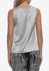 Dolce & Gabbana DG Logo Appliqué Silk Top Gray F7AK5T GDCVQ-N4534