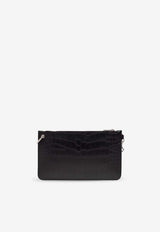 Dolce & Gabbana Croc-Embossed Leather Shoulder Bag Black BP3343 AS422-80999