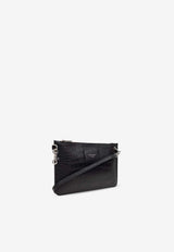 Dolce & Gabbana Croc-Embossed Leather Shoulder Bag Black BP3343 AS422-80999