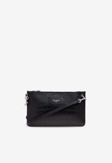 Dolce & Gabbana Croc-Embossed Leather Shoulder Bag Black BP3343 AS422-80999