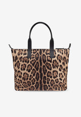 Dolce & Gabbana Leopard Print Leather Tote Bag Brown BM2375 A6F30-HY13M