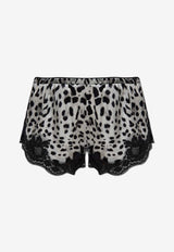 Dolce & Gabbana Leopard Print Silk Lingerie Shorts Monochrome O3A02T ONO21-HI13N