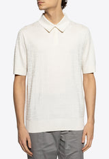 Dolce & Gabbana DG Logo Jacquard Silk Polo T-shirt Cream GXZ15T JBSKE-W0001