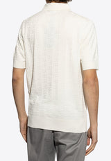 Dolce & Gabbana DG Logo Jacquard Silk Polo T-shirt Cream GXZ15T JBSKE-W0001