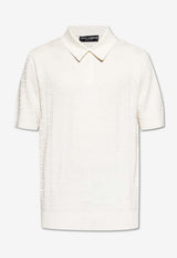 Dolce & Gabbana DG Logo Jacquard Silk Polo T-shirt Cream GXZ15T JBSKE-W0001