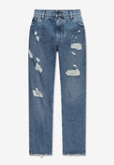 Dolce & Gabbana Distressed Straight-Leg Jeans Blue GP02XZ G8MX2-S9001