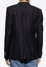Dolce & Gabbana Logo Appliqué Wool Blazer Black G2LK0Z FU3H1-B0665