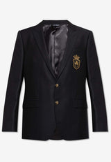 Dolce & Gabbana Logo Appliqué Wool Blazer Black G2LK0Z FU3H1-B0665