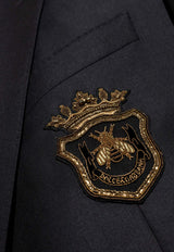 Dolce & Gabbana Logo Appliqué Wool Blazer Black G2LK0Z FU3H1-B0665
