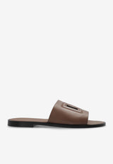 Dolce & Gabbana DG Logo Leather Slides Dove A80397 AO602-8K327