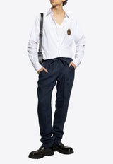 Dolce & Gabbana Linen Straight-Leg Pants Navy GVCRAT FU4LG-B0665