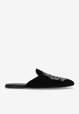 Dolce & Gabbana Young Pope Velvet Slippers Black A80310 AO249-8B979