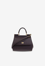 Dolce & Gabbana Medium Sicily Leather Handbag Burgundy BB6003 B1001-8M073