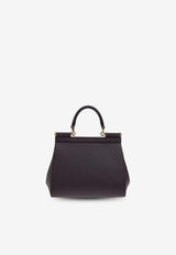 Dolce & Gabbana Medium Sicily Leather Handbag Burgundy BB6003 B1001-8M073