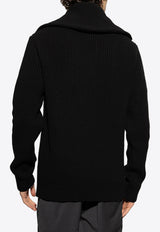 Dolce & Gabbana Wide-Collar Wool Sweater Black GXW42T JCVWK-N0000