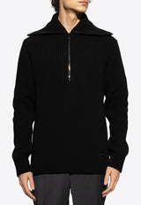 Dolce & Gabbana Wide-Collar Wool Sweater Black GXW42T JCVWK-N0000