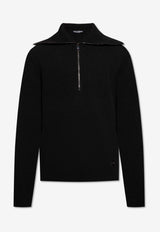 Dolce & Gabbana Wide-Collar Wool Sweater Black GXW42T JCVWK-N0000