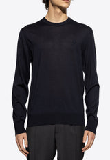Dolce & Gabbana Embroidered Logo Silk Sweater Navy GXX02Z JBSK3-B1622