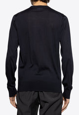Dolce & Gabbana Embroidered Logo Silk Sweater Navy GXX02Z JBSK3-B1622