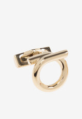 Ferragamo Logo-Shaped Cufflinks Gold 770381 CLNK EVO 780312-ORO