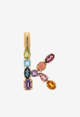 Dolce & Gabbana Alphabet K Charm Pendant in 18-Karat Gold and Gemstones Multicolor WANR2G WMIXK-ZOO00