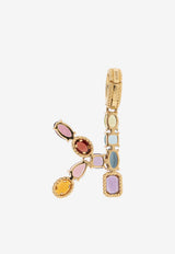 Dolce & Gabbana Alphabet K Charm Pendant in 18-Karat Gold and Gemstones Multicolor WANR2G WMIXK-ZOO00