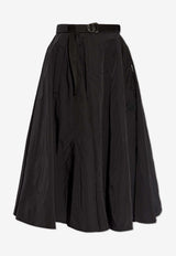 Moncler Logo Patch Flared Midi Skirt Black K10932D00006 597V5-999
