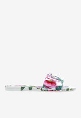 Dolce & Gabbana Floral Print DG Logo Rubber Slides Multicolor CW2215 A6L05-HA5KT