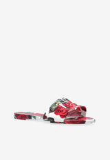 Dolce & Gabbana Rose Print DG Logo Rubber Slides Multicolor CW2215 A6L05-HA5KQ