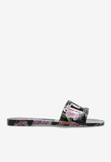 Bianca Rose Print Flat Sandals