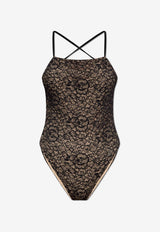 Dolce & Gabbana Floral Lace One-Piece Swimsuit Black O9A03J FLUAI-N0000