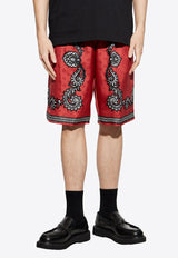 Dolce & Gabbana Printed Silk Shorts Red GV37AT GI926-HR5IJ